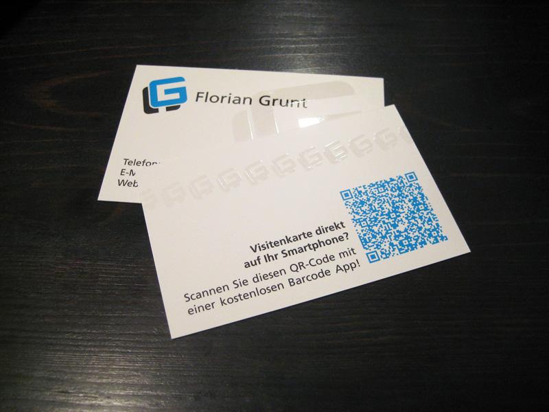 Front and back side of the business card